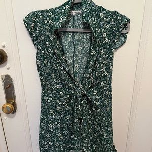Reformation green floral XS wrap dress NWOT